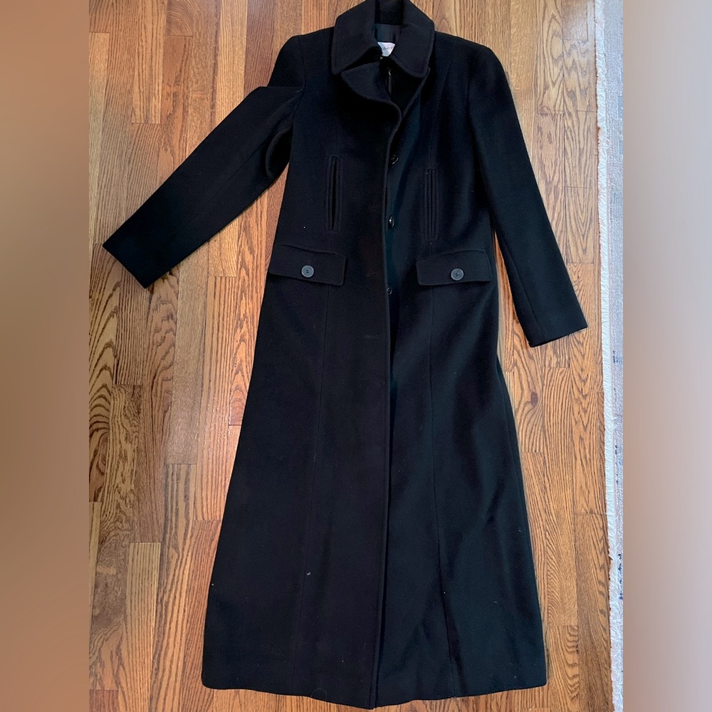 Black Calvin Klein wool and cashmere coat